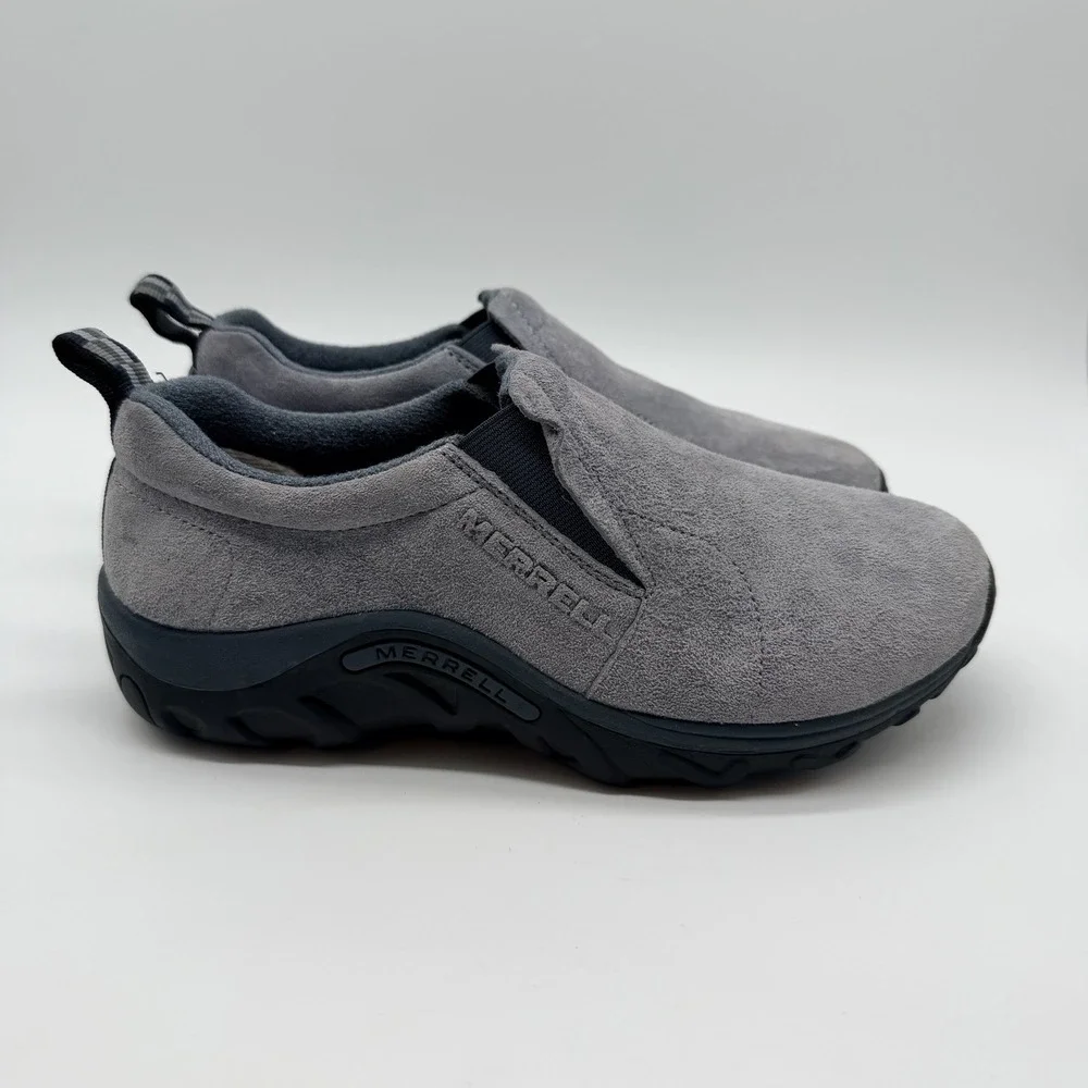 Merrell‎ Shoes Youth Sz 5.5 Gray Jungle Moc Leather Slip-On Regular Castlerock